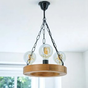 Lustră pe lanț IOS 3xE27/60W/230V d. 30 cm fag