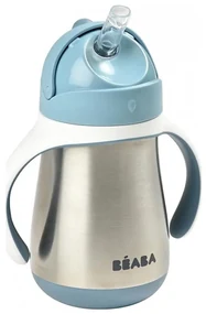 Cană termoizolată cu pai Beaba 250 ml albastru