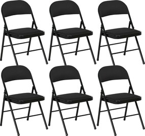 HOMCOM Set 6 Scaune Pliabile, Scaune Moderne cu Perne din Poliester pentru Acasă și Birou, 45x46x78 cm, Negru | Aosom Romania