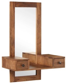 Oglinda cosmetica cu 2 sertare, lemn masiv de sheesham