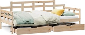 vidaXL Pat de zi cu sertare, 80x200 cm, lemn masiv pin