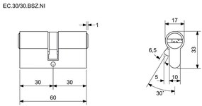 Inserție de construcție EC 30/30.BSZ cu cuplare de trecere, nichel