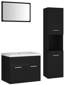 3071136 vidaXL Set mobilier de baie, negru, lemn prelucrat