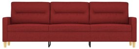 Canapea cu 3 locuri, rosu vin, 210 cm, material textil Bordo, 228 x 77 x 80 cm