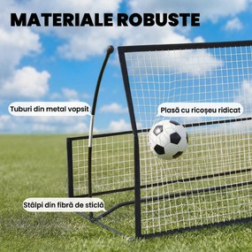 SPORTNOW Plasă de Ricochet Portabilă 2-în-1, Dublă Față și Pliabilă, Negru | Aosom Romania