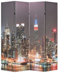 245862 vidaXL Paravan cameră pliabil 160 x 170 cm, New York pe timp de noapte