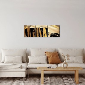 Tablou - Abstracție maro auriu N⁰2 (cu ceas) (90x30 cm)