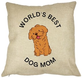 Perna Decorativa, World&apos;s Best Dog Mom, 40x40 cm, Husa Detasabila, Burduf