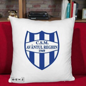 Perna Personalizata CSM Avantul Reghin 1949, 40x40 cm, Alb Pufos, Husa Detasabila, Perna Inclusa, BEKZ®