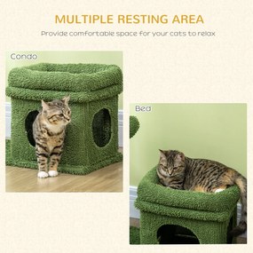 Ansamblu pentru pisici din lemn in forma de cactus, turn pentru pisici sub 5kg cu pat PawHut | Aosom RO