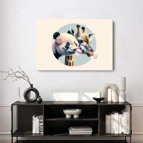 Tablou panda și girafă cu balon de gumă