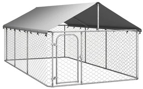 Padoc pentru caini de exterior, cu acoperis, 400x200x150 cm