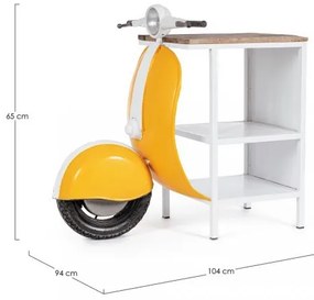 Bar galben/alb din metal si lemn de Mango, Vespa Bizzotto