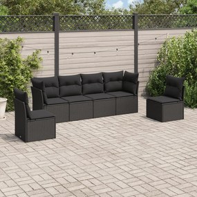 3217365 vidaXL Set mobilier de grădină cu perne, 6 piese, negru, poliratan