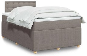 vidaXL Pat box spring cu saltea, gri taupe, 120x200 cm, textil