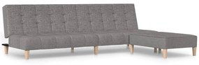 3080534 vidaXL Canapea extensibilă cu taburet, 2 locuri, gri deschis, textil