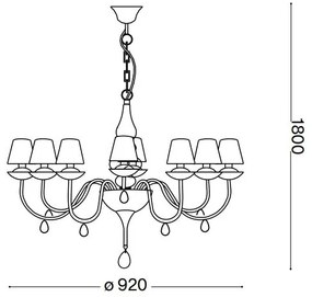 Lustră pe lanț Ideal Lux BLANCHE 8xE14/4W/230V d. 92 cm negru