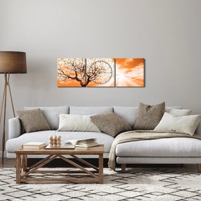 Tabloul cu pomul portocaliu (cu ceas) (90x30 cm)