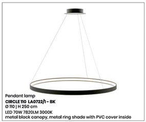 Lustra LED suspendata design modern circular CIRCLE 110, negru LA0722/1 - BK ZL