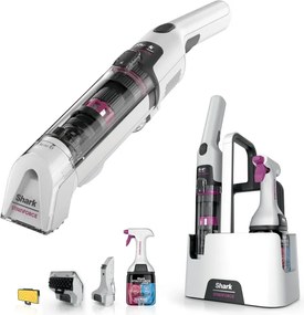 Aspirator cu spalare fara fir Shark StainForce HX100EUT, 100 W, 15 min, Covoare, Tapiterie, Saltele, Autocuratare, Alb