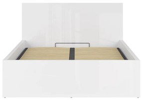 Pat matrimonial 140 cm Tetrix 8 (alb lucios) (cu somieră) (cu sp. depozitare). Promo -30%. 1098488