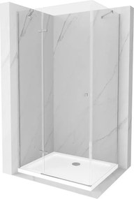 Mexen Roma cabină de duș cu uși batante 110 x 90 cm, transparent, crom + cadă de duș Flat - 854-110-090-01-00-4010