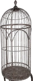Colivie decorativa, maro, din metal, aspect antichizat
