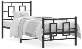 374250 vidaXL Cadru pat metalic cu tăblii de cap/picioare, negru, 80x200 cm