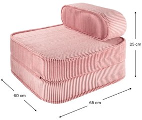 Fotoliu de copii roz cu tapițerie din catifea reiată Flip – Wigiwama