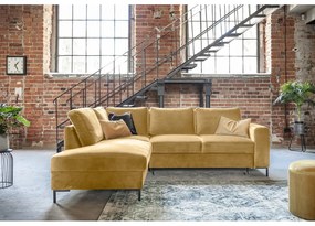 Colțar galben extensibil cu tapițerie din catifea (cu colț pe partea stângă ) Lofty Lilly – Miuform