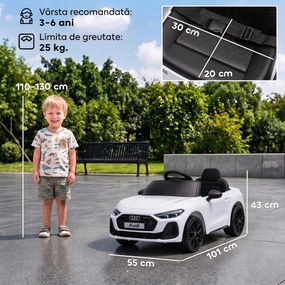 AIYAPLAY Mașină Electrică pentru Copii 12V Audi A5L cu Telecomandă, Baterie cu Litiu, 2 Motoare, Telecomandă, Roz | Aosom Romania
