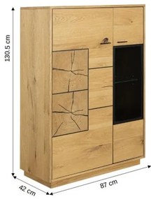 Comoda Bar Urbano Oak Cu 2 Usi, Stejar Rustic Si Negru, 87 Cm