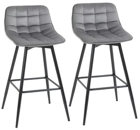 HomCom set 2 scaune de bar, stil nordic, 45x47x88 cm, gri | AOSOM RO