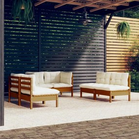 Set mobilier de gradina cu perne, 6 piese, lemn masiv de pin