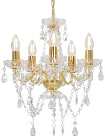 vidaXL Candelabru cu mărgele de cristal, auriu, rotund, 5 x E14