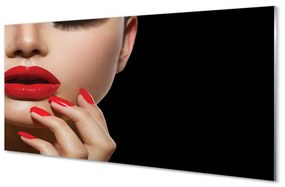 Tablouri acrilice Femeia roșu buzele și unghiile