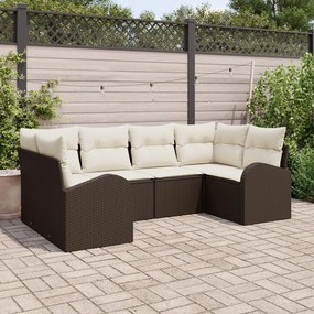 vidaXL Set de canapele pentru grădină 6 pcs Maro Rattan poli