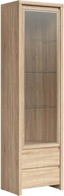 Vitrina KASPIAN, stejar sonoma, PAL/sticla, 56x41x201 cm