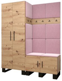 Set mobilier pentru hol Amanda 2 (Stejar artisan + roz). 1085867