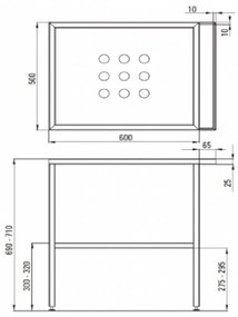 Cadru metalic cu port prosop negru pentru lavoar baie 66.5 cm, Deante 500x665x700 mm