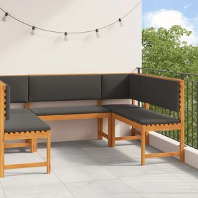 vidaXL Set de Bănci pentru Grădină 5 pcs Maro lemn masiv de acacia