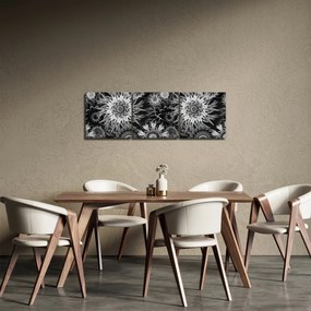 Tablou - Ciulini negri și albi (cu ceas) (90x30 cm)
