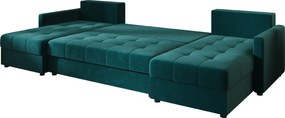 Oferta Canapea extensibila in forma de U VENORIA 285x146 cm, culoare petrol, + 2 perne GRATUIT Calitatea II
