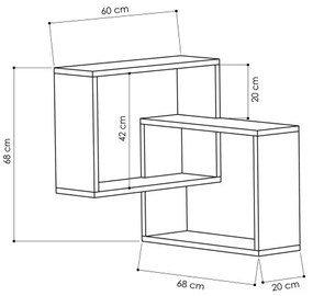 Etajeră de colț RING 68x68 cm albă