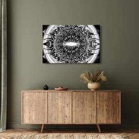 Tablou cu ornamente alb negre (90x60 cm)