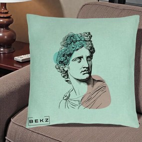 Perna Decorativa Bust Grec Vaporwave, 40x40 cm, Verde Menta, Husa Detasabila, Perna Inclusa, BEKZ®