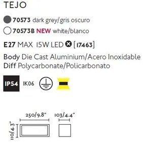 Aplica moderna de exterior IP54 TEJO alba