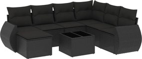 vidaXL Set mobilier de grădină cu perne, 8 piese, negru, poliratan