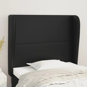 Tablie de pat cu aripioare, negru, 103x23x118 128 cm, piele eco 1, Negru, 103 x 23 x 118 128 cm