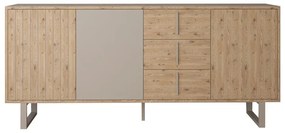 Comodă gri/în culoare naturală joasă cu aspect de lemn de stejar 180x80 cm Millay – Marckeric